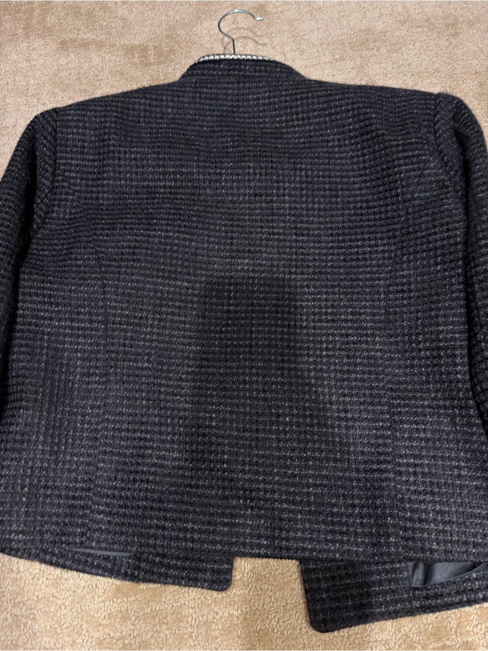 Avec Les Filles Black White Tweed Cropped Jacket Blazer S - Picture 8 of 14